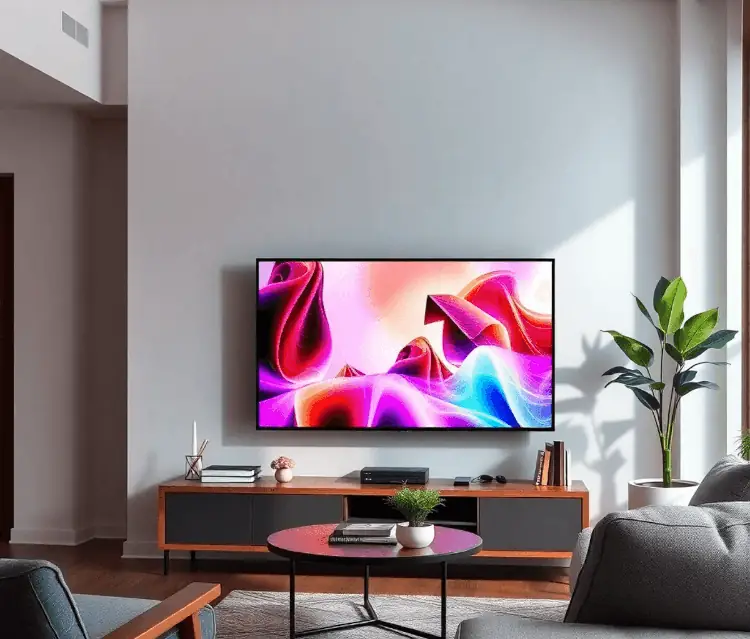 32-inch modern TV showing vibrant 4K content